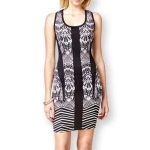 New Women’s printed front bodycon dress, Black, Medium
